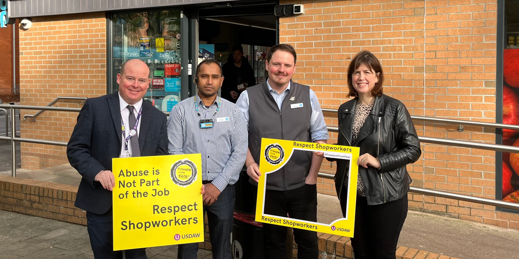 Lucy with Co-Op Shop Workers