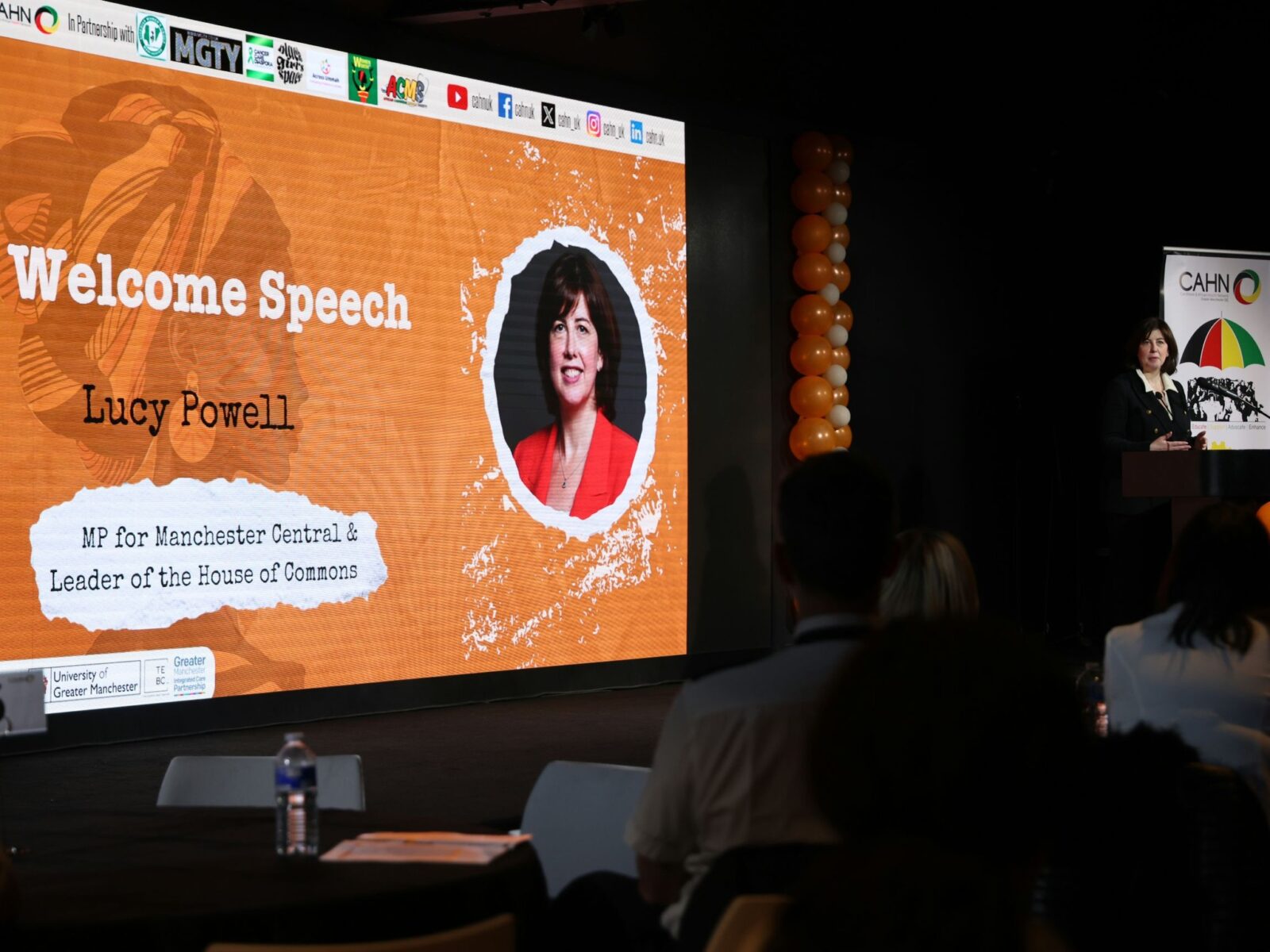 Lucy Powell MP speaking at the Caribbean African Health Network’s IWD event